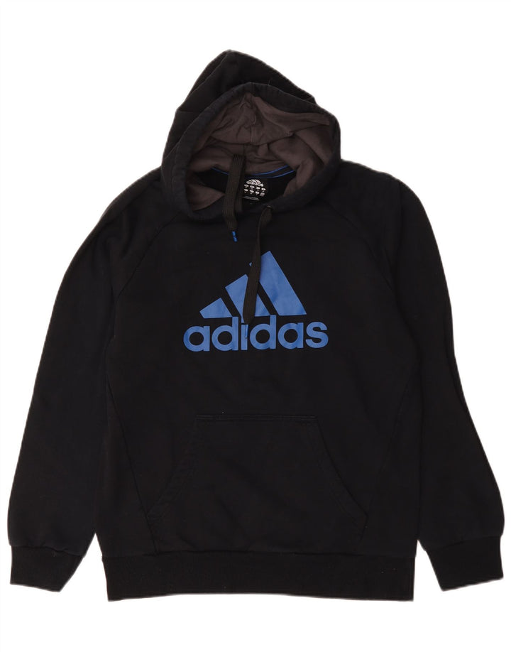 Felpa con cappuccio grafica da uomo Adidas, cotone medio nero