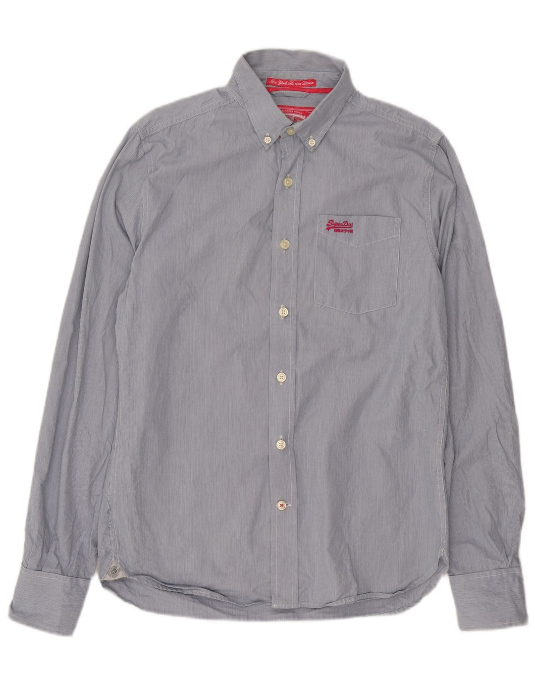 Camicia da uomo Superdry in cotone gessato blu medio