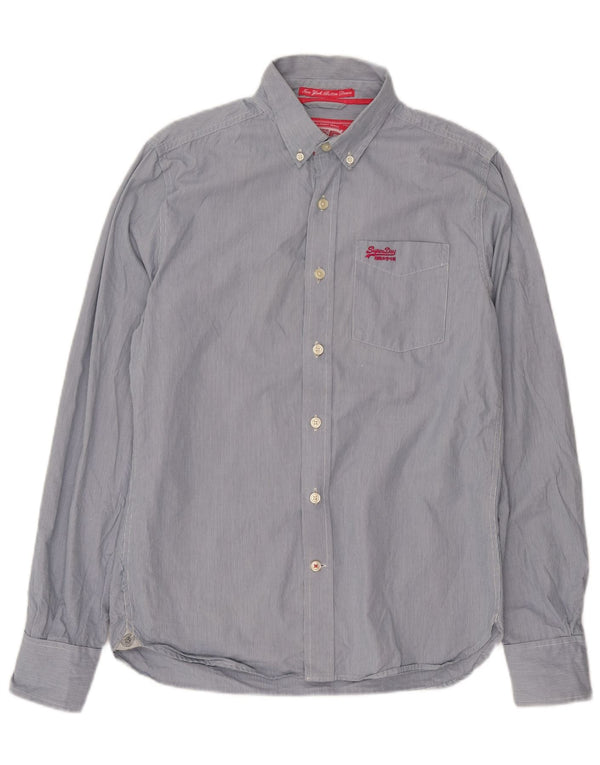 Camicia da uomo Superdry in cotone gessato blu medio