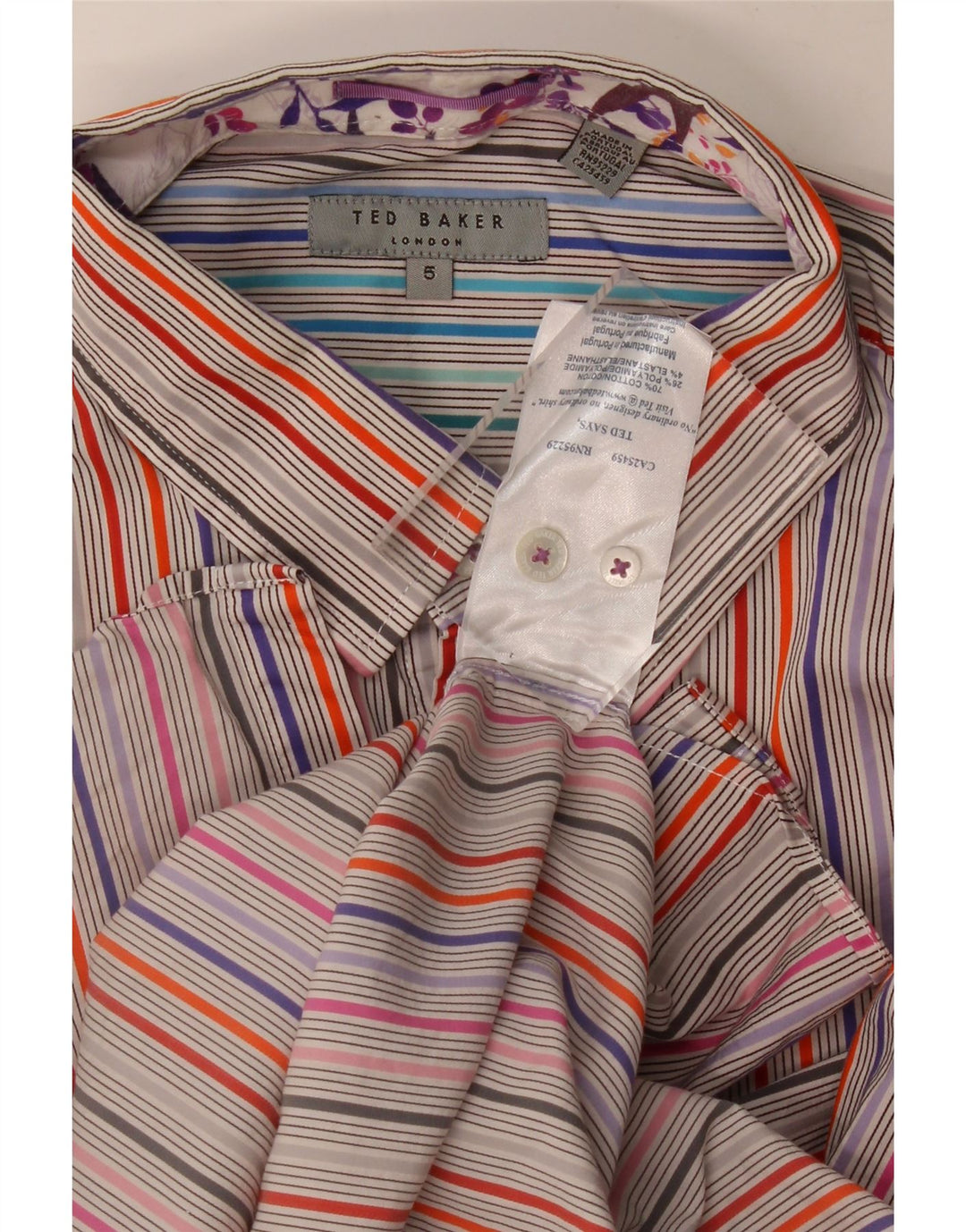 Ted Baker Camicia da uomo Taglia 5 XL Cotone a righe multicolore