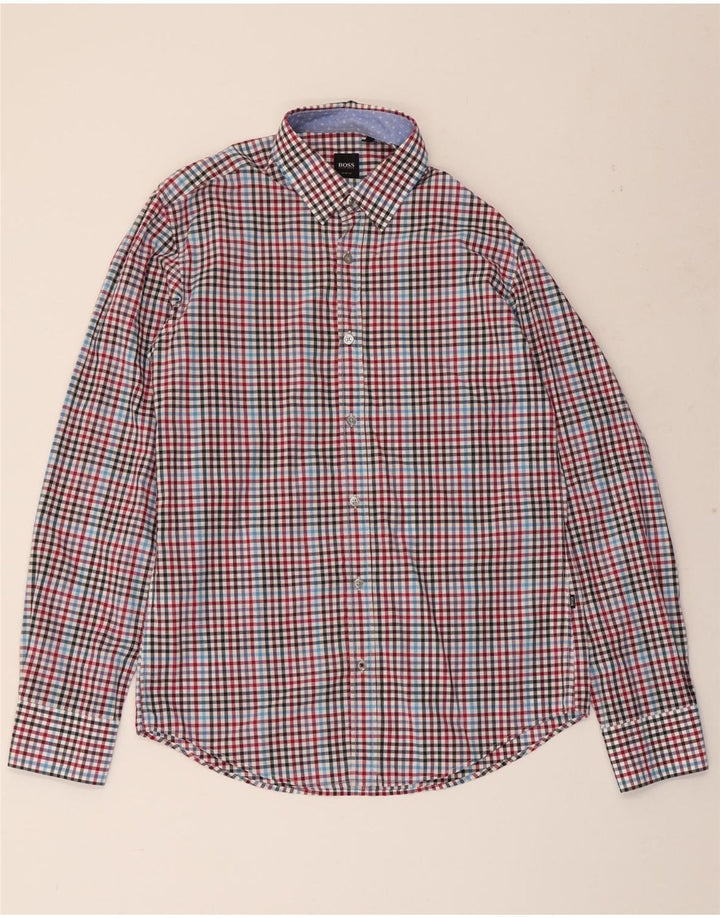 Camicia slim fit da uomo HUGO BOSS in cotone a quadretti multicolore medio