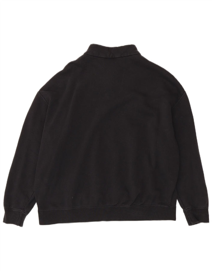 Felpa da donna oversize con collo e zip Nike, maglione, UK 10, piccola, cotone nero