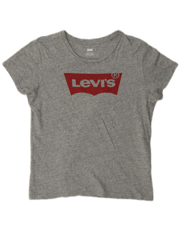 T-shirt grafica da donna Levi's Top UK 14 Cotone screziato grigio medio