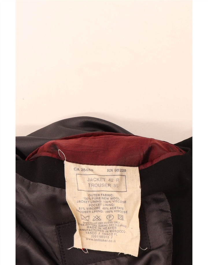 Giacca blazer da uomo a 3 bottoni Ted Baker US 42 XL nera in lana vergine