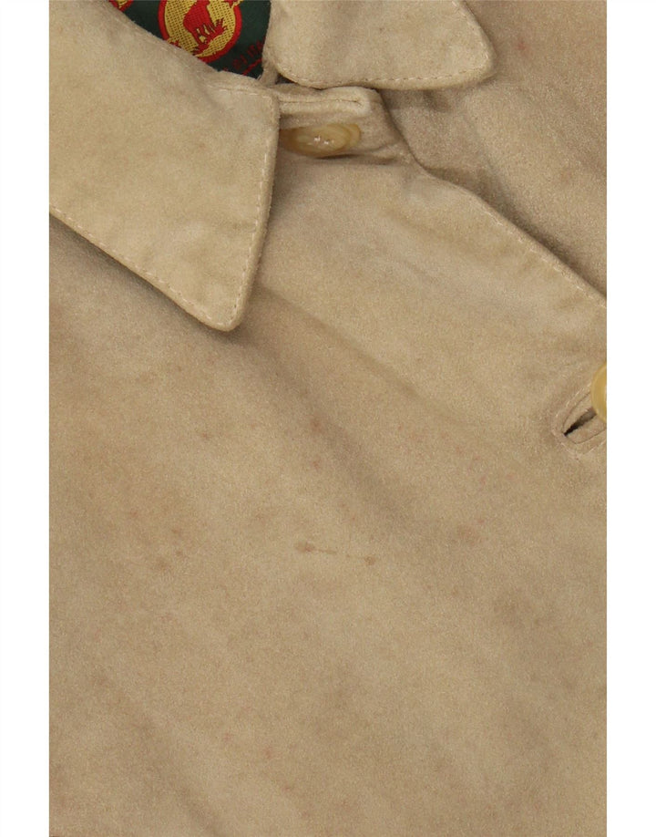 Giacca vintage in pelle scamosciata da donna IT 46 grande in pelle beige