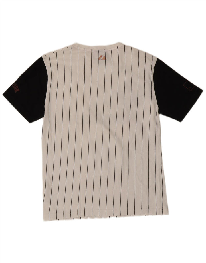 Majestic T-shirt grafica da uomo degli Yankees Top in cotone a righe bianche medie