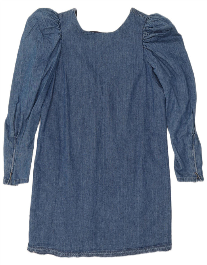 Abito vintage in denim a maniche lunghe da donna UK 12 Blu medio