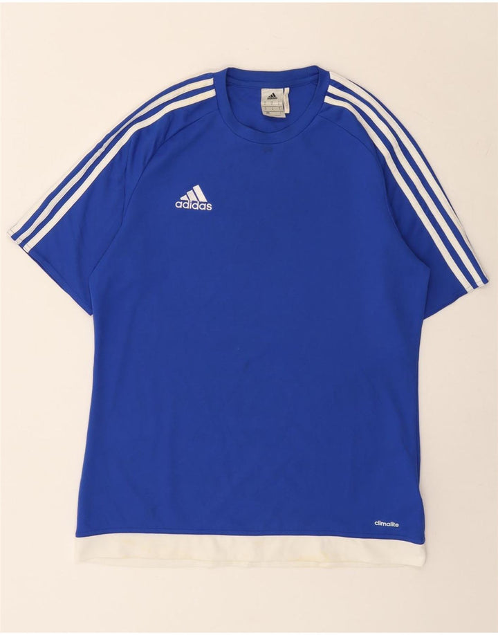 T-shirt Adidas Climalite da uomo Top in poliestere color block blu medio