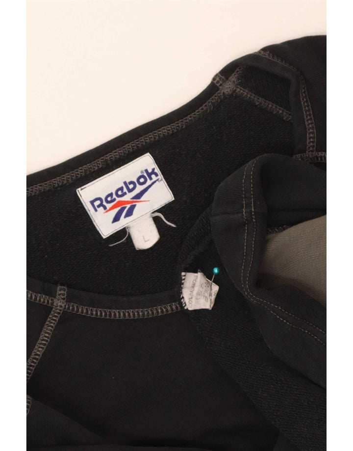 Felpa grafica da uomo Reebok, maglione grande, cotone color block nero