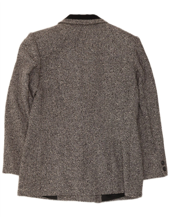 Giacca blazer doppiopetto vintage da donna IT 48 XL a spina di pesce grigia