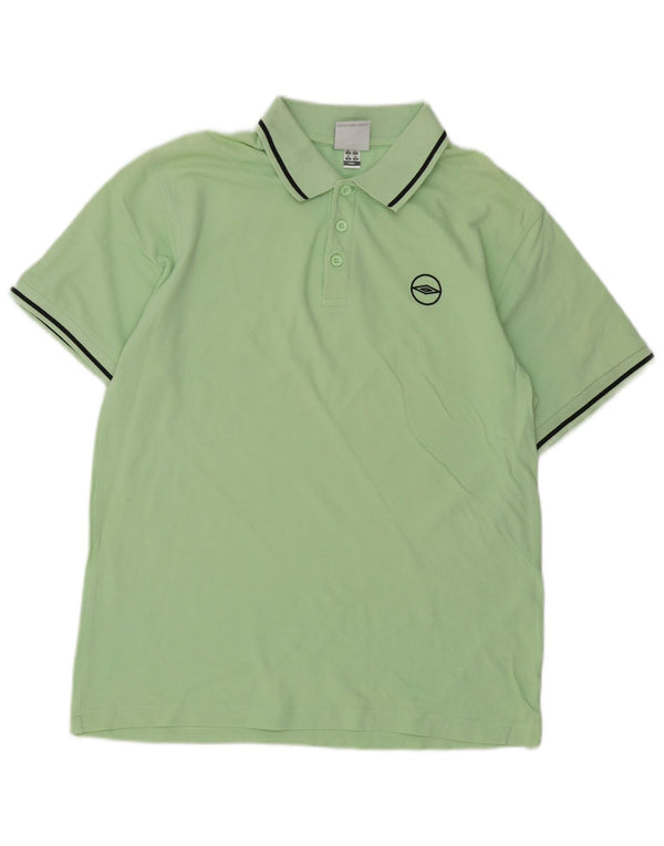 Polo Umbro da uomo in cotone a righe verde medio