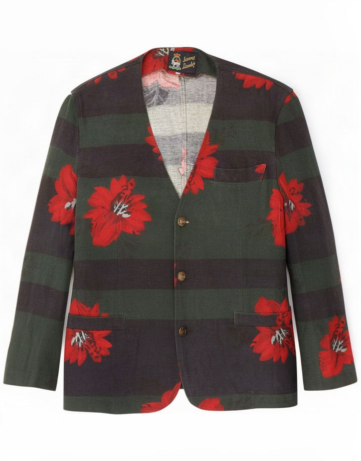 Johnny Lambs Giacca blazer a 3 bottoni da uomo IT 46 Small Blu navy floreale