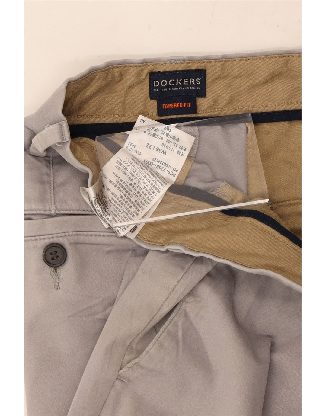 DOCKERS Pantaloni chino affusolati da uomo W36 L32 in cotone grigio