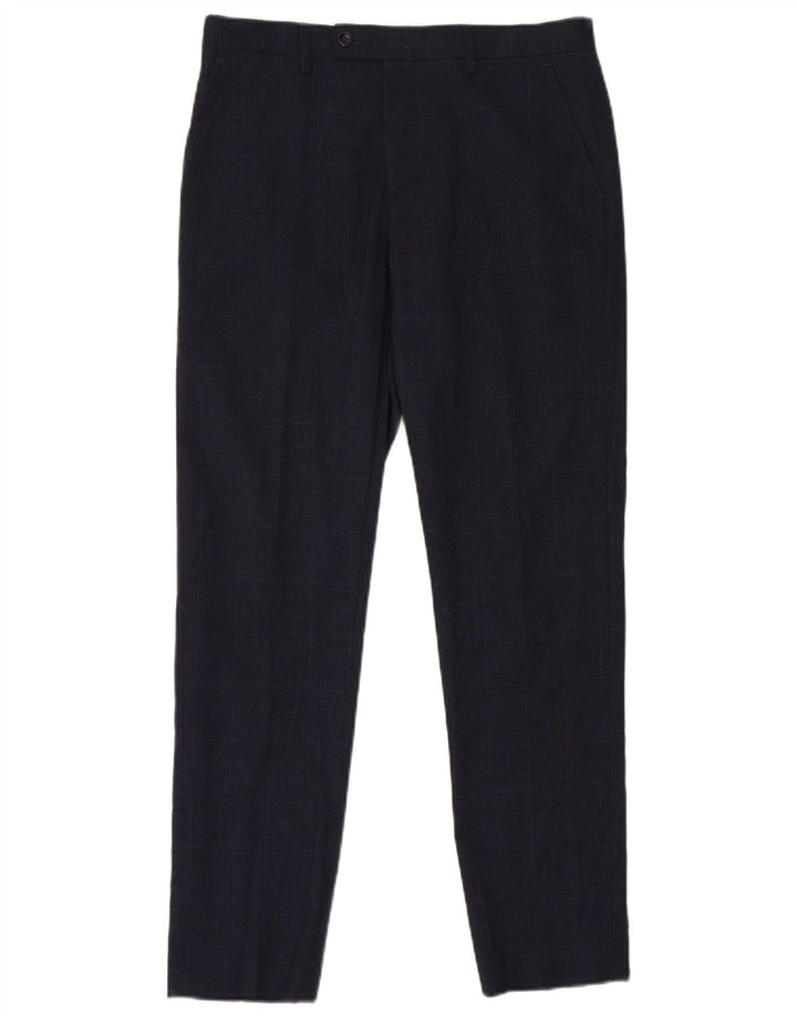 Pantaloni da abito slim da uomo Penguin W32 L30 Poliestere a quadri blu navy