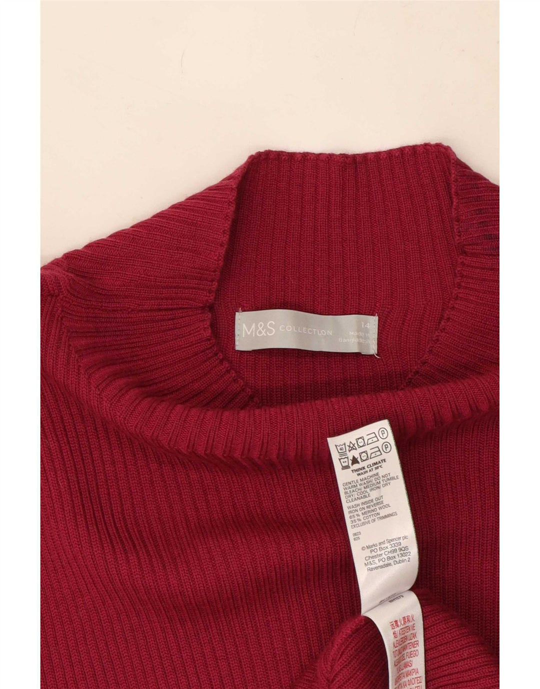 Maglione maglione a collo alto da donna Marks & Spencer UK 14 Rosa medio