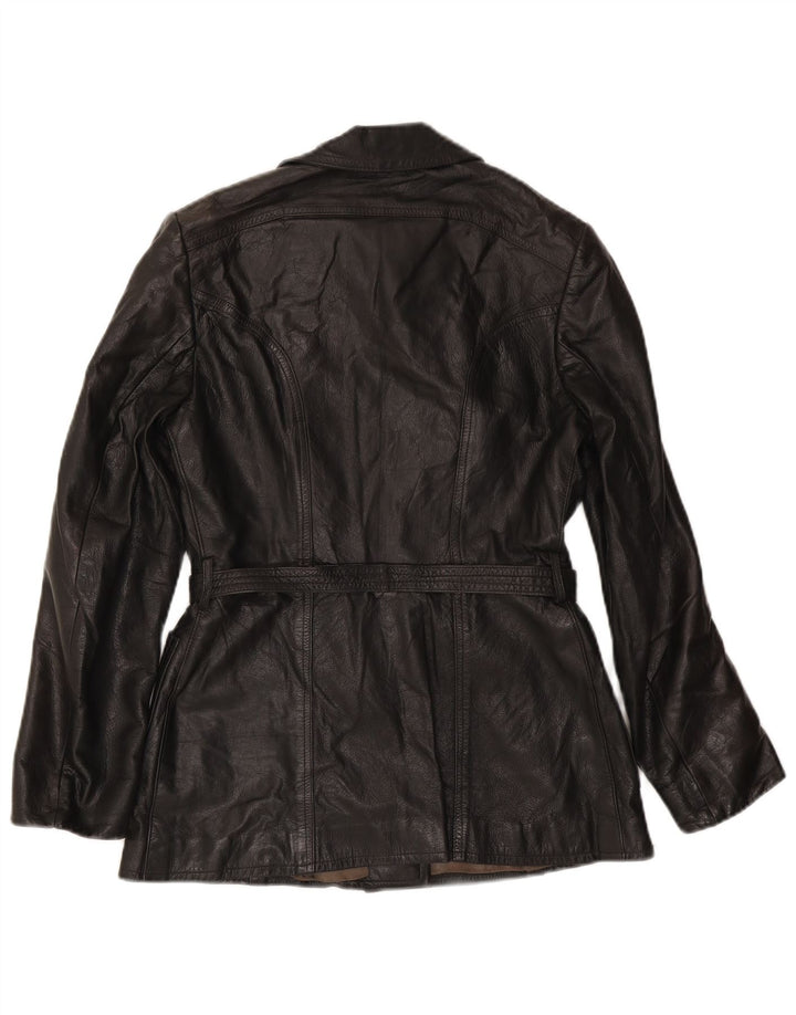 Giacca in pelle vintage da donna UK 10 piccola nera