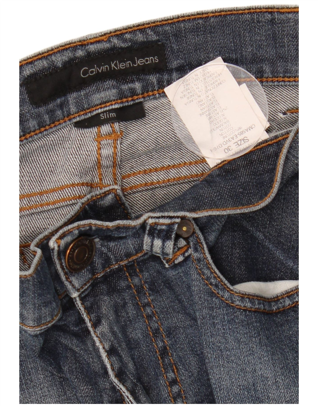 CALVIN KLEIN Jeans slim da donna W30 L28 cotone blu navy