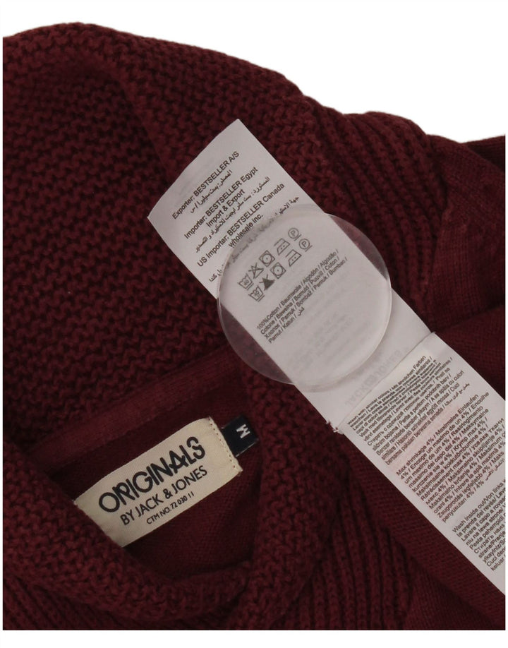 JACK & JONES Maglione da uomo con collo a scialle in cotone bordeaux medio