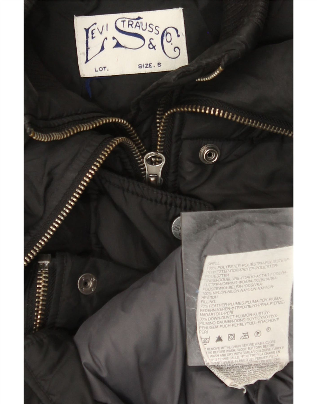 Giacca imbottita da donna LEVI'S UK 10 piccola in poliestere nero