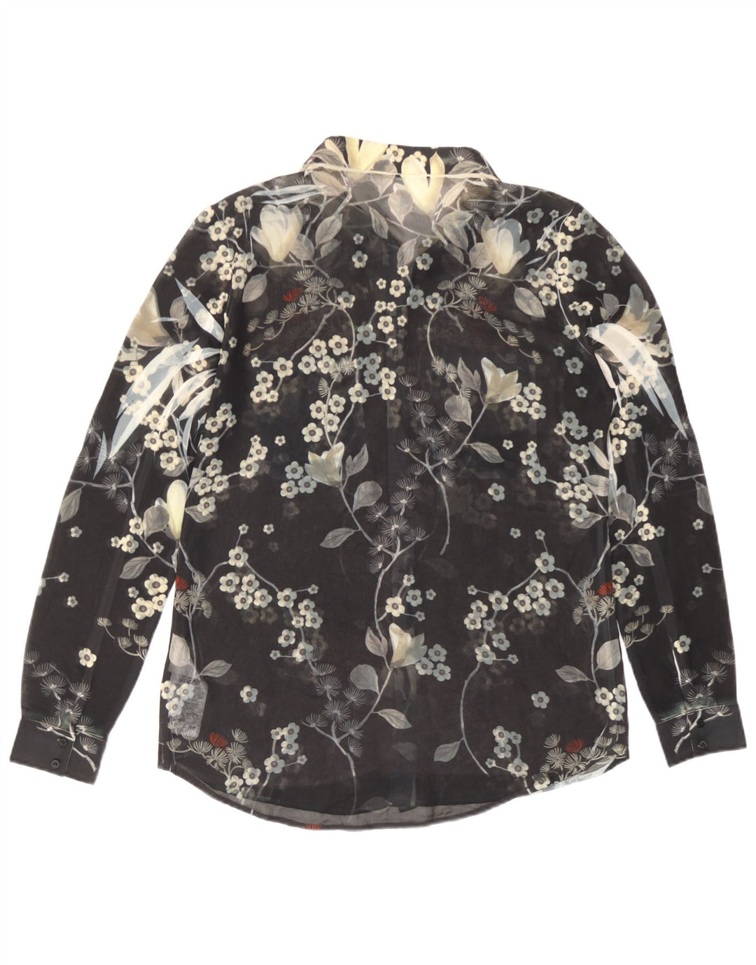 Guess camicia da donna trasparente camicetta UK 14 poliestere floreale nero medio