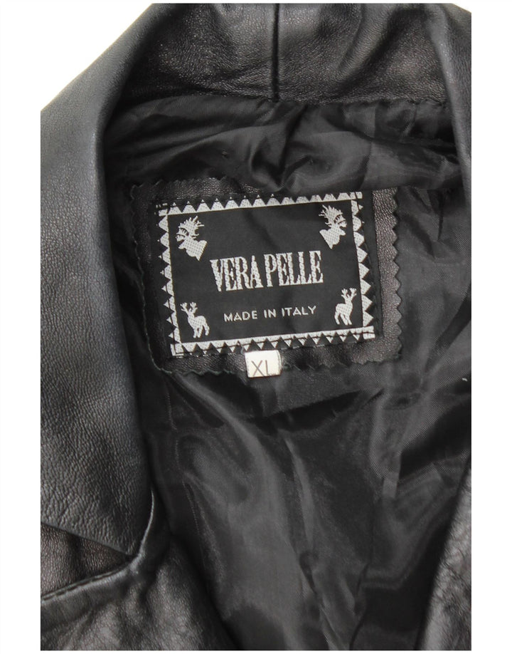 Cappotto in pelle da donna VINTAGE UK 18 XL in pelle nera