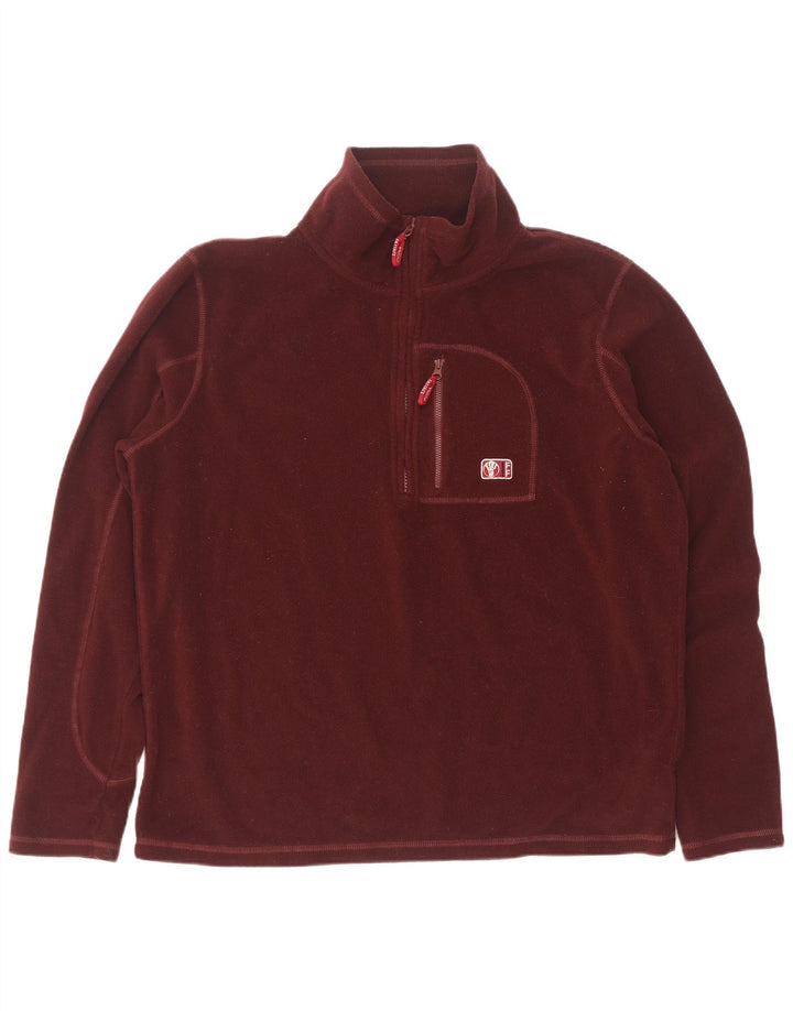 Maglione in pile da uomo con collo e zip Fat Face, grande, in poliestere marrone