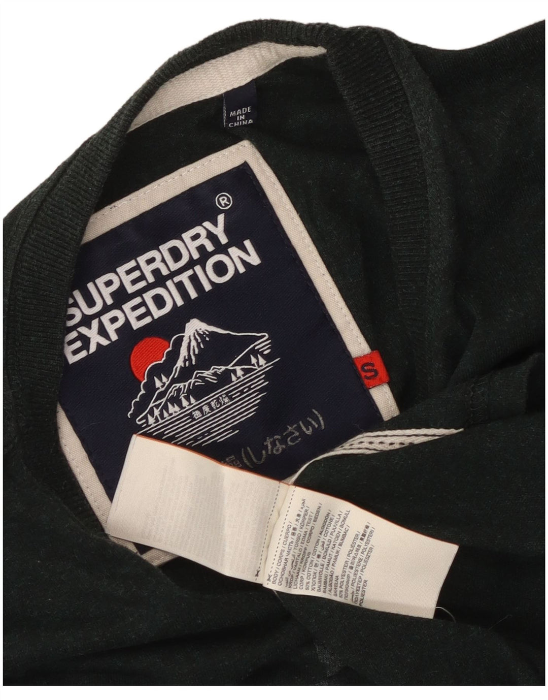 Top grafico da uomo Superdry a maniche lunghe in cotone verde piccolo
