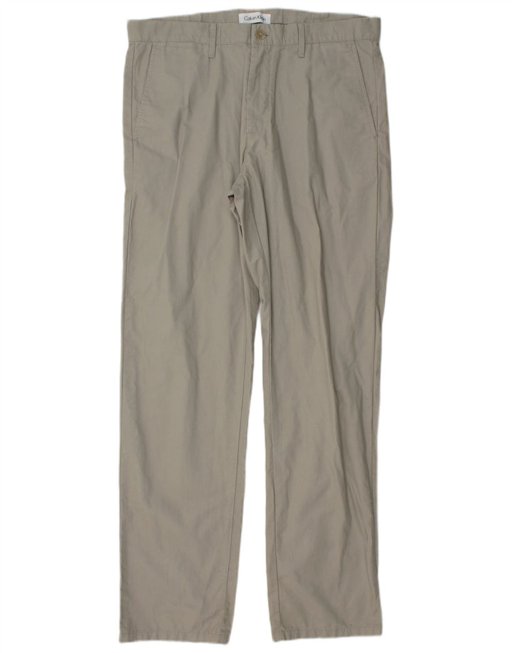 CALVIN KLEIN Pantaloni chino dritti da uomo W33 L32 Cotone grigio