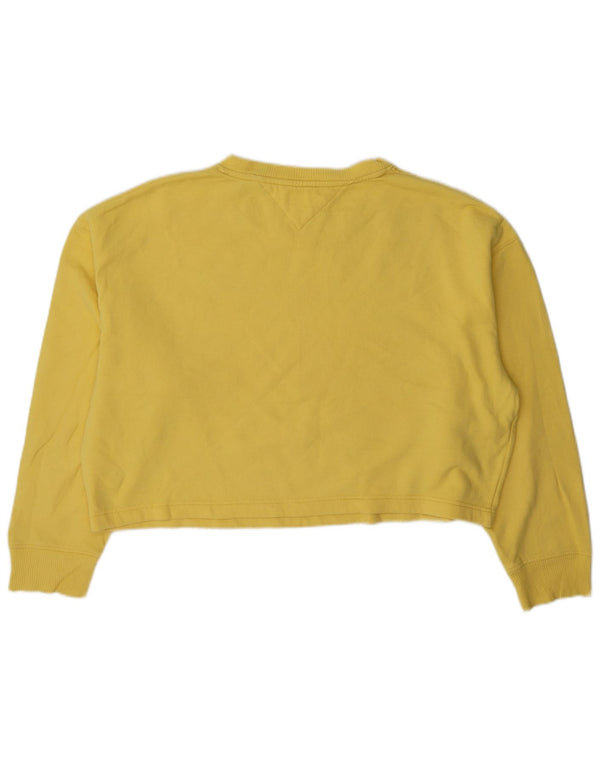 Tommy Hilfiger Donna Crop Oversize Felpa Maglione UK 16 Grande Giallo