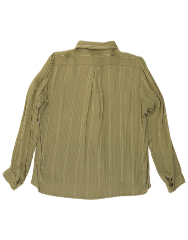 Camicia vintage da donna UK 16 a righe verdi grandi