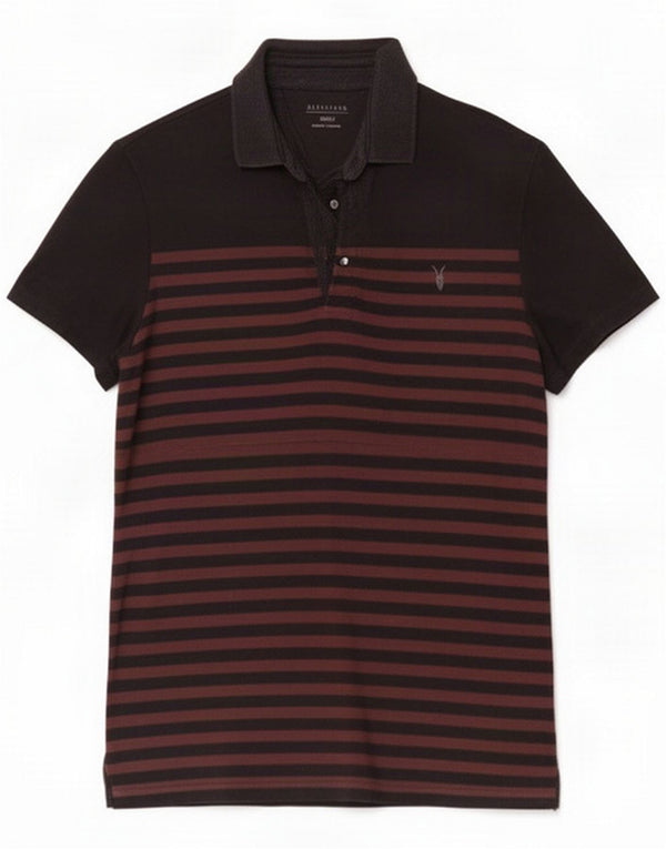Polo da uomo All Saints piccola in cotone a righe nere