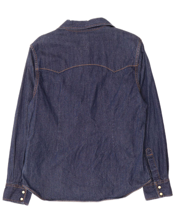 Camicia in denim vestibilità regolare a maniche lunghe da donna Lee UK 18 XL Cotone blu navy