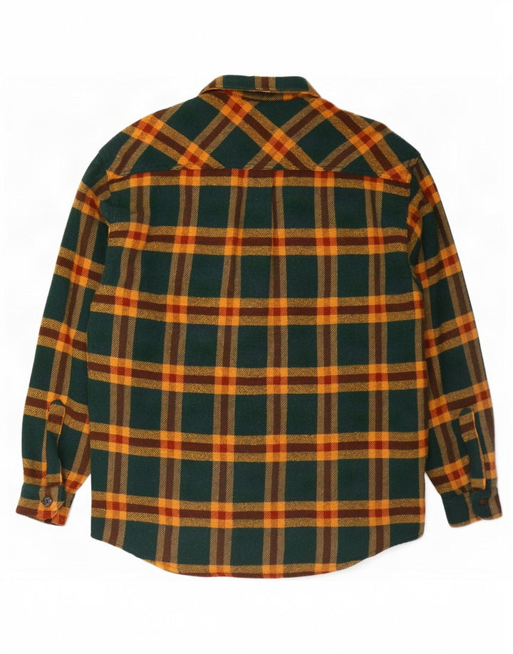 Roy Rogers Camicia da uomo in flanella con motivo a quadri verdi grandi