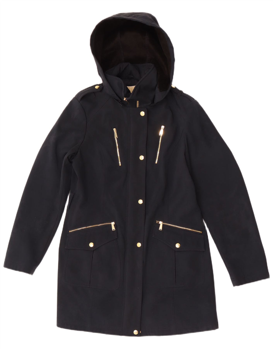 Cappotto militare con cappuccio da donna Michael Kors UK 14 medio blu navy