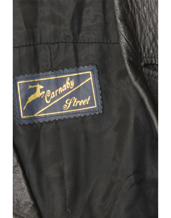 Giacca in pelle doppio petto da uomo Carnaby Street UK 38 media nera