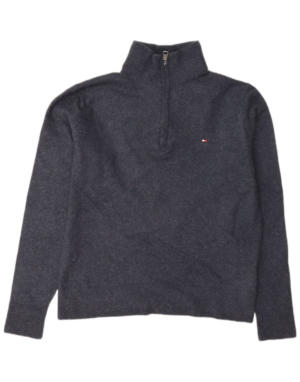 Maglione maglione con zip da uomo Tommy Hilfiger 2XL lana blu navy