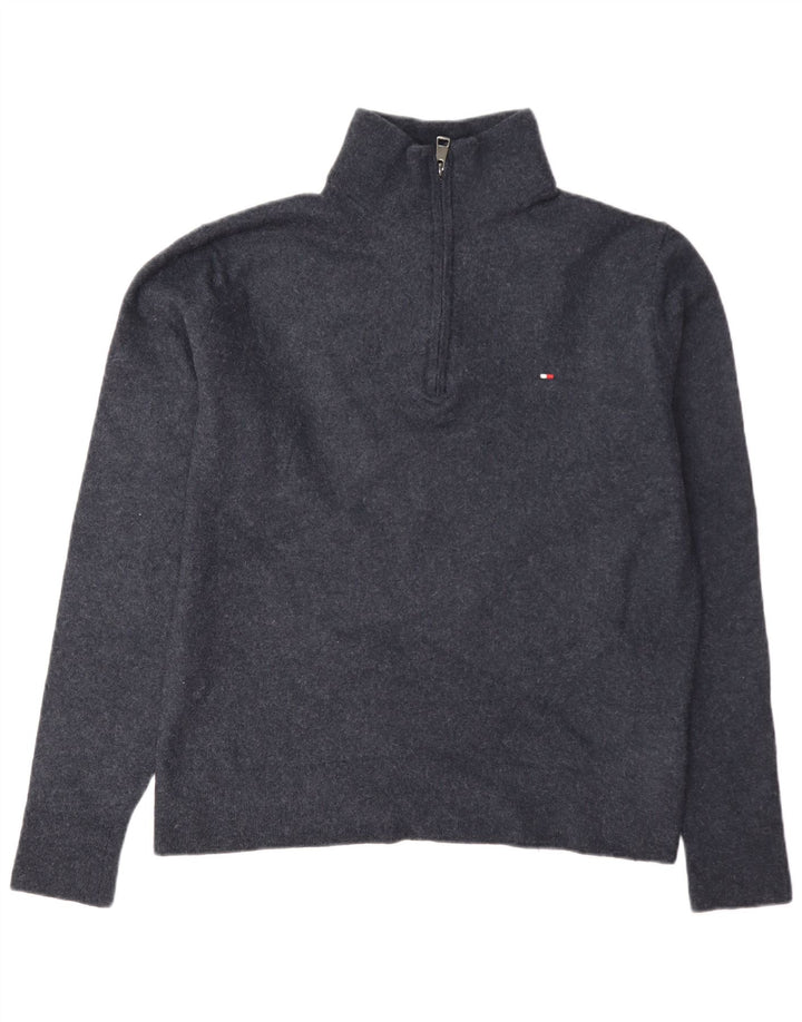 Maglione maglione con zip da uomo Tommy Hilfiger 2XL lana blu navy