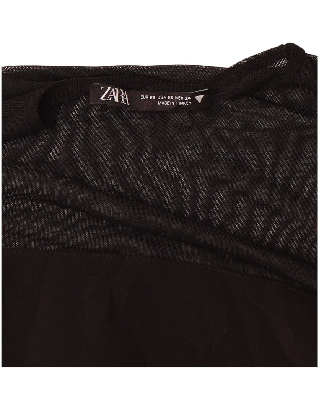 ZARA Womens See Through Long Sleeve Bodysuit UK 4 XS Black