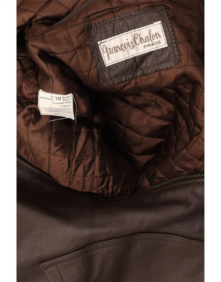 Cappotto in pelle da ragazzo VINTAGE 15-16 anni XL in pelle marrone