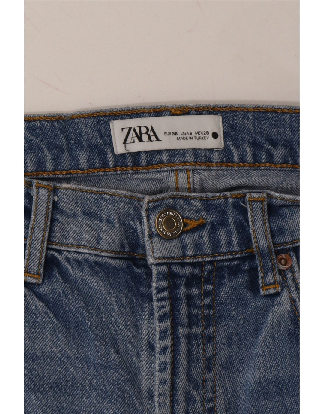 ZARA Womens Distressed Straight Jeans EU 38 Small W28 L26 Blue Cotton Vintage Zara and Second-Hand Zara from Messina Hembry 