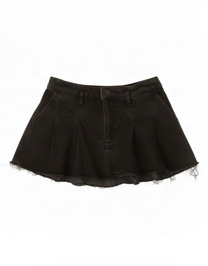 Mini gonna di jeans da donna Zara media W28 cotone nero