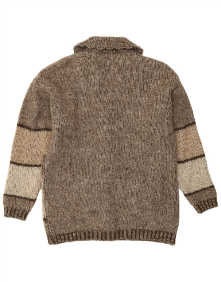 Maglione cardigan da donna vintage IT 54 3XL Grigio geometrico