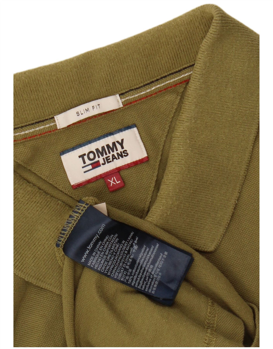 TOMMY HILFIGER Polo slim fit da uomo XL in cotone kaki