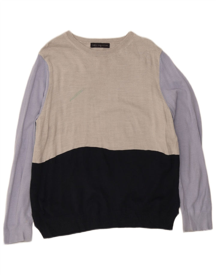 Maglione maglione con scollo a barca da uomo Marks & Spencer XS multicolore a blocchi di colore