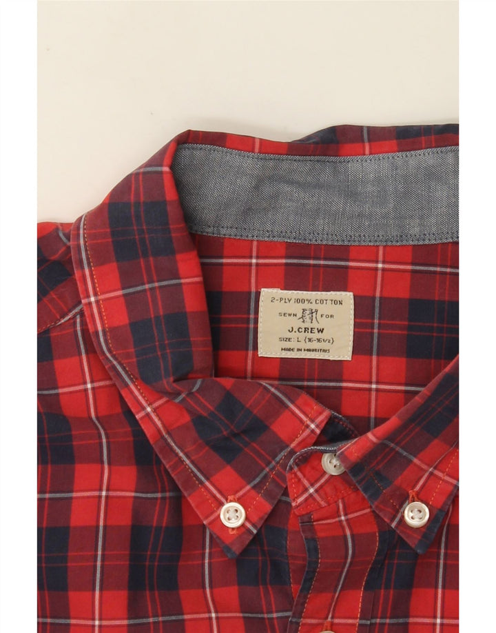 Camicia da uomo J. CREW taglia 16 1/2 grande cotone a quadri rossi