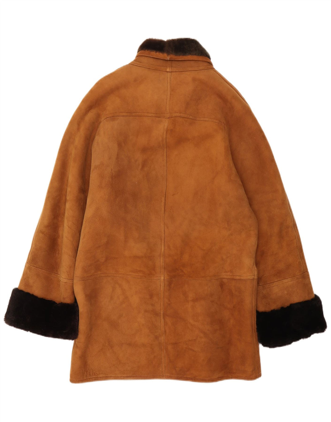 Giubbotto in shearling vintage da uomo dal taglio ampio IT 46 piccolo in pelle marrone