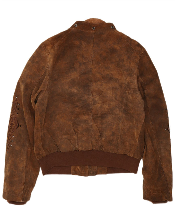 Bomber Donna In Pelle Scamosciata Conbipel IT 46 Large Beige Geometria Pelle