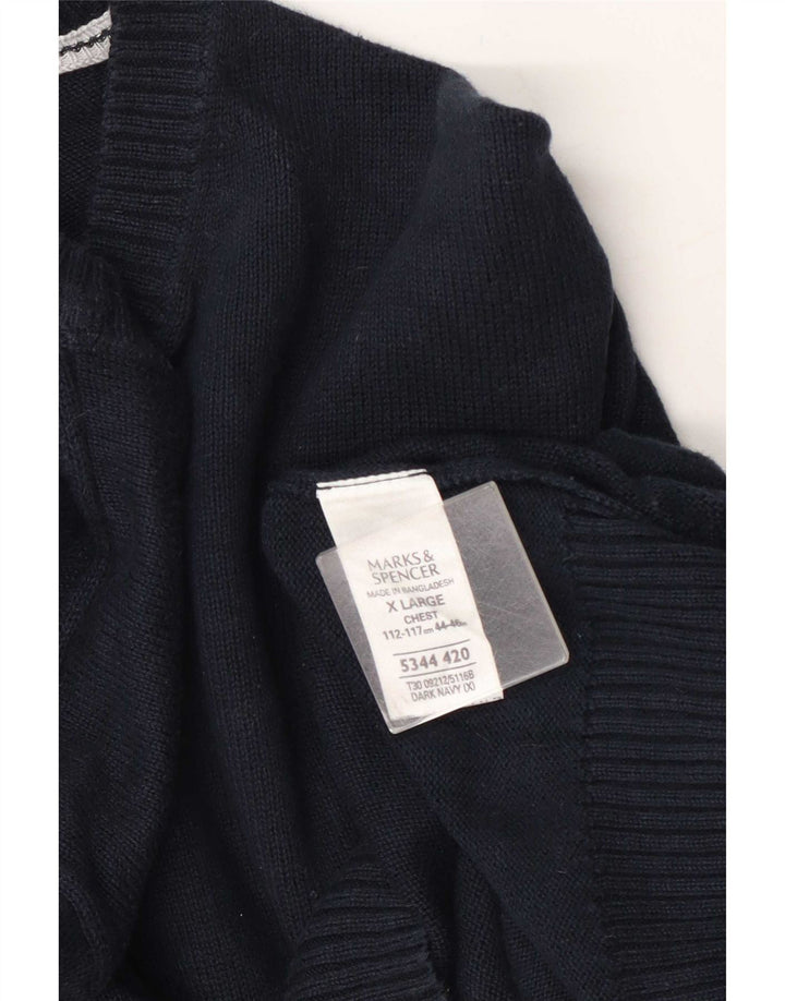 Maglione maglione girocollo da uomo Marks & Spencer blu Harbour XL in cotone blu scuro