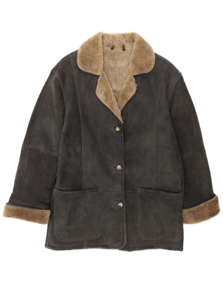 Il tuo giubbotto in shearling da donna Sixth Sense UK 18 XL in pelle grigia