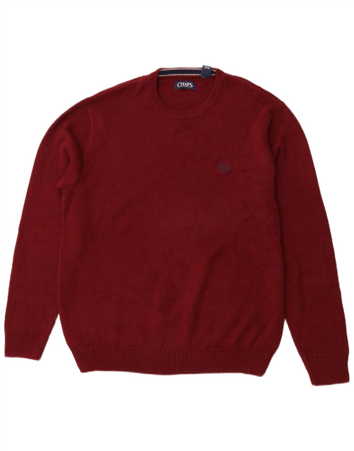 Maglione maglione girocollo da uomo CHAPS grande in cotone bordeaux